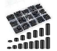 Katnetoly Distanziali In Nylon, Distanziali In Plastica Assortiti 345 Pezzi, Distanziali per per Prese Elettriche, Kit Distanziatori Rotondi Neri M3