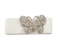 Katnetoly Donne Strass Bowknot Gancio Fibbia Cintura Bianca