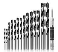 Katnetoly Doppio Flauti Design da 14 Pezzi Bit per Trapano In Legno Incluso Punch Centrale per Tutti I Tipi di Legno e per I Carpentieri