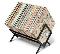 Katnetoly Easy Assembly Vinyl Record Porta Record Stand da 100 Libbre-Record Portanti di Archiviazione Elegante Design del Supporto LP Nero Opaco