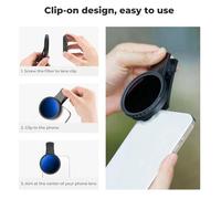 Katnetoly Filtro ND per Telefono da 52 mm ND2 A ND400 Filtro A Densità Variabile con Clip per Telefono Cellulare e Smartphone