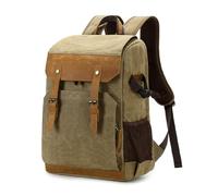 Katnetoly Fotocamera in Pelle Genuina Batik Canvas, Multifunzionale, Vintage, Impermeabile, con Scomparto per Laptop e Supporto per Treppiede.