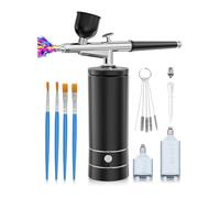 Katnetoly Kit Aerografo con Compressore, Pistola per Unghie Portatile, Set Aerografo Ricaricabile Fili, Macchina Aerografo Portatile A