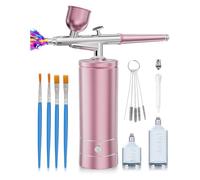 Katnetoly Kit Aerografo con Compressore, Pistola per Unghie Portatile, Set Aerografo Ricaricabile Fili, Macchina Aerografo Portatile B
