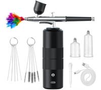 Katnetoly Kit Aerografo con Compressore Set Aerografo Ad Alta Pressione con Ugello da 0,3 mm per Unghie, Trucco Facile da Installare, Nero