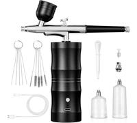 Katnetoly Kit Aerografo per il Trucco, per la Pittura Include Ugello da 0,3 mm e Pennello per la Pulizia, Cordless Ricaricabile con Accessori per Compressori