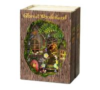Katnetoly Kit Angolo Libro DIY con Puzzle 3D Costruzione di Modelli Scaffale in Legno Fermalibri Giocattolo Regalo di Compleanno Natale Halloween MINI-109