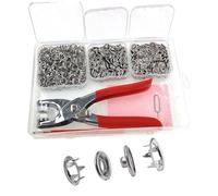 Katnetoly Kit Bottoni Automatici da 200 Set, Bottoni Automatici In Tessuto da 9,5 mm, Bottoni Automatici per Abbigliamento, Bottoni Automatici In Acciaio Inossidabile con Pinze A Scatto