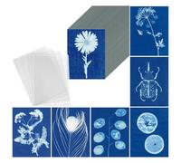 Katnetoly Kit Carta per Stampa Solare, Carta Cianotipica da 100 Fogli con Pannello Acrilico da 4 Fogli, Carta Artistica Solare A5, Carta Artistica per Stampa Solare