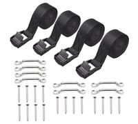 Katnetoly Kit Cinghia di Ancoraggio Batteria da 1 Pollice X 4 Piedi con Fibbia A Camma In Acciaio Inossidabile, Staffa e per Barche, Cintura per Bagagli, Auto Durevole e Facile da Usare