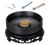 Katnetoly Kit con Flower Frog da 2,1 Pollici, Vaso per Fiori In Ceramica, Ago per Raddrizzare I Fiori, Base del Vaso per Fiori e Strumento per Pulire I Fori.