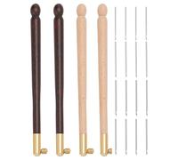 Katnetoly Kit di 4 Ganci per con 12, Uncinetti per Ricamo con Manico in Legno e Set di per Perline di Paillettes