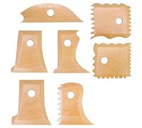 Katnetoly Kit di Attrezzi per Ceramica da 7 Pezzi Strumenti per Rifinitura di Ceramica in Legno Piede per Fascio di Costole con Profilo in Ceramica Multiforma