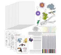 Katnetoly Kit di Fogli di Plastica Termoretraibile da 218 Pezzi: 15 Fogli di Plastica, Perforatrice e Matite per L'. Perfetto per I Bambini