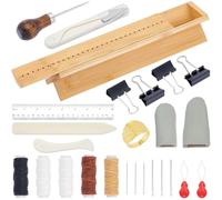 Katnetoly Kit di Forniture per Rilegatura con 26 Pezzi, Supporto per Rilegatura In Bambù per Lavori di Bricolage, Strumenti per Punzonatura Delle Firme.