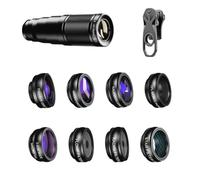 Katnetoly Kit di Lenti per Smartphone 10 in 1 con Obiettivo Teleobiettivo 22X, Obiettivo Fisheye, Obiettivo Grandangolare e Macro, Filtri CPL per Tutti Gli Smartphone