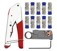 Katnetoly Kit di Strumenti per Crimper Cavi Coassiale per RG59, RG6 - Include Spogliarellista Coassiale e 10pcs Fl6 Connettori