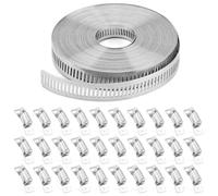 Katnetoly Kit Fascette Stringitubo con Reggetta In Acciaio Inossidabile, 30 Elementi di Fissaggio e Ingranaggi A Vite Fine Regolabili