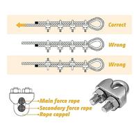 Katnetoly Kit Fune da 50 Pezzi Morsetto per Metallico M3 e Ditali In Acciaio Inossidabile M3 Acciaio Inossidabile per Sartiame con Fune