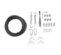 Katnetoly Kit per Appendere Luci A Corda per Esterni, di Sospensione In Acciaio Inossidabile (304) da 200 Piedi, Rivestimento In Vinile Nero, Fibbia Girevole