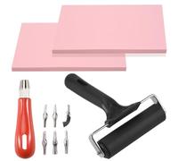 Katnetoly Kit per la Creazione di Timbri nel Gomma, Kit di Strumenti per la Stampa di Blocchi, Taglierina per Linoleum con 6 Lame, Carta da per Intaglio di Timbri Artigianali