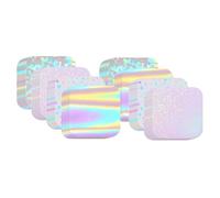 Katnetoly Kit per Macchina per Bottoni Pin Maker 200 Pezzi Forniture per Bottoni Quadrati Film Luccicante 4 Stili Fogli Laminati Trasparenti Olografici Quadrati