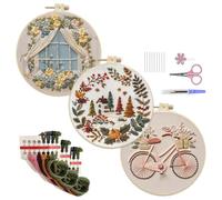 Katnetoly Kit per Ricamo per Principianti, Telaio per Ricamo, Kit Fai-da-Te per Punto Croce