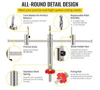 Katnetoly Kit Taglierina per A Foro da 40-200 mm Regolabile Strumento Fai-Da-Te per Trapano per Trapano per Ardesia per Impiallacciatura Sheetrock