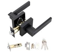 Katnetoly Leva per Porta Resistente, Serratura per Porta, Maniglie per Porte Quadrate, Leve per Porte D'Ingresso, Set di Maniglie per Porte Anteriori Ed Esterne, con Chiave Durevole