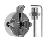 Katnetoly Mandrino per Tornio A 4 Griffe, Metallo Argentato con Chiave e, per Torni per la Lavorazione del Legno