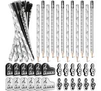 Katnetoly Matite Musicali Matita per Note Musicali con Gomme da Cancellare A Tema Musicale Matite in Legno Gomme per Matite Divertenti per Tastiera Sfuse Regalo (48 Pezzi)