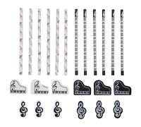 Katnetoly Matite Musicali Matita per Note Musicali con Gomme da Cancellare A Tema Musicale Matite in Legno Gomme per Matite Divertenti per Tastiera Sfuse Regalo (24 Pezzi)