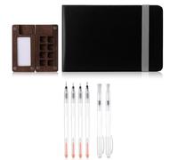 Katnetoly Mini Set di Colori Ad Portatile di Colori da Viaggio Scatola di Colori con Griglia In Legno, Blocco di Carta Tascabile per Quaderno di Schizzi Ad