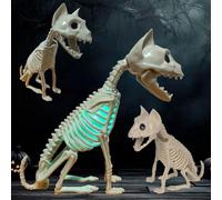 Katnetoly Modello di Ornamento Scheletro della Statua del Gatto di Halloween con Statua di Animale Artigianale Artigianale da Scrivania Estetica Leggera per Libreria