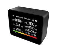 Katnetoly Monitor Della Qualità 'Aria Wi-Fi Tuya 13 In 1 CO2/TVOC/HCHO/PM2.5/PM1.0/PM10/Temperatura/Umidità/Ora/Data/Allarme/Timer-Nero Facile Installazione