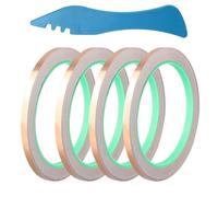 Katnetoly Nastro di Rame per Vetrate - 4 Rotoli di Nastro Adesivo Conduttivo In Rame Doppio Facciale per Progetti di Vetrate