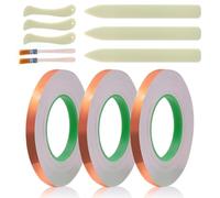 Katnetoly Nastro In di Rame con Retro da 7/32 Pollici, per Vetrate Colorate, 3 Rotoli da 55 Iarde, con Raschietti e Piastre per Spazzole