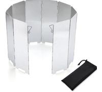 Katnetoly Paravento Pieghevole in Alluminio 10 Piastre Parabrezza per Fornello da Parabrezza per Fornello Portatile Parabrezza Riscaldabile con Borsa Portaoggetti