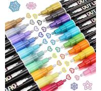 Katnetoly Pennarelli Luccicanti Doodle Contorni Abbaglianti: Set di Penne Glitterate A Doppia da 20 Colori Super Scarabocchi Scintillanti Abbaglianti Facile da Usare Multicolor