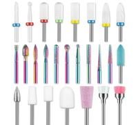 Katnetoly Per Pedicure di Manicure Della Tecnologia Acrilica 26pcs per Pezzi di Perforazione per Unghie, Pezzi di Sicurezza In Ceramica da 3/32 Pollici per la Perforazione Delle Unghie