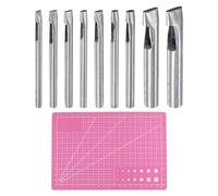 Katnetoly Perforatore Ovale In Pelle da 9 Pezzi, In Acciaio Inossidabile, con Tappetino da Taglio A5, In PVC, per Perforatore Oblungo, Facile Installazione