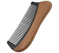 Katnetoly Pettine per capelli di legno di sandalo verde naturale - No statico legno fine dente nero di pettine (verde sandalo)
