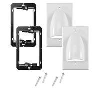 Katnetoly Piastra un Muro per Cavi nel Bundle Singolo Piastra per Cavi un Bassa Tensione da Incasso con Staffa di Montaggio (Confezione da 2, Bianca)