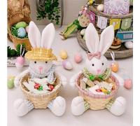 Katnetoly Piatto per Caramelle, Cesto Pasquale con Coniglietto, Cestino Porta Caramelle, Confezione Regalo per Decorazioni da Tavola, Regalo di Pasqua Durevole A