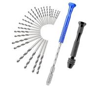 Katnetoly Pinza per Trapano A Mano Micro-Type e Utensile Rotativo Twist con 25 Punte di Trapano Manuali In Metallo da 0,5-3 mm Come Mostrato per Getto di Resina.