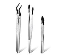 Katnetoly Pinzette A 3 Punte con Punta Piegata In Gomma Pinzette Piatte Pinzette da Laboratorio