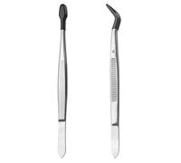 Katnetoly Pinzette da 2 Pezzi con Punte In Gomma, Pinzette con Punta Pinzette per Timbri In Acciaio Inossidabile Pinzette con Punta Dritta Piatta e Curva Strumenti Durevoli Facili da Usare