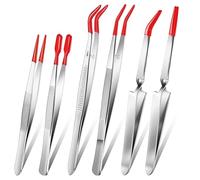 Katnetoly Pinzette da 6 Pezzi con Punte In Gomma Pinzette con Bloccaggio Incrociato Pinzette Rivestite In PVC Pinzette per Gioielli Artigianali Pinzette Antigraffio