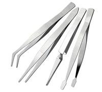 Katnetoly Pinzette di Precisione In Acciaio Inossidabile Ispessato Impostazione da 4 Pcs Strumento di Vestiario A Clip Piegati per la Riparazione Della Riparazione Elettronica