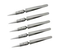 Katnetoly Pinzette per Saldatura Elettronica con Punta In Ceramica 5 Pezzi, Pinzette In Ceramica con Mandrino di Precisione Antistatiche Resistenti Agli Acidi Inverse Facili da Usare -C